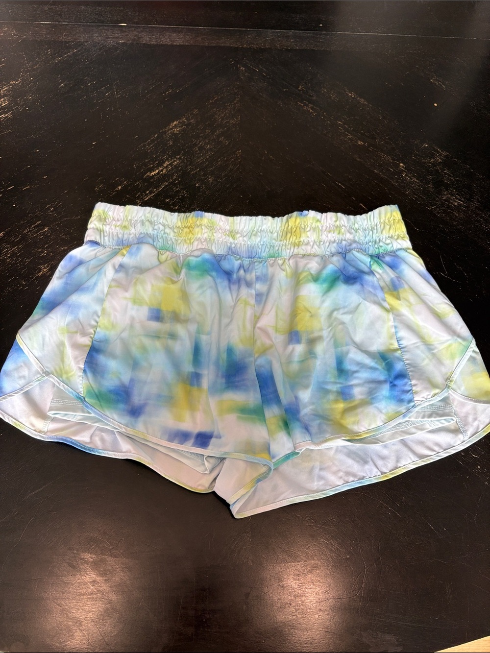 Avia Women's Blue, Yellow & White Tie-Dye Athletic Shorts
